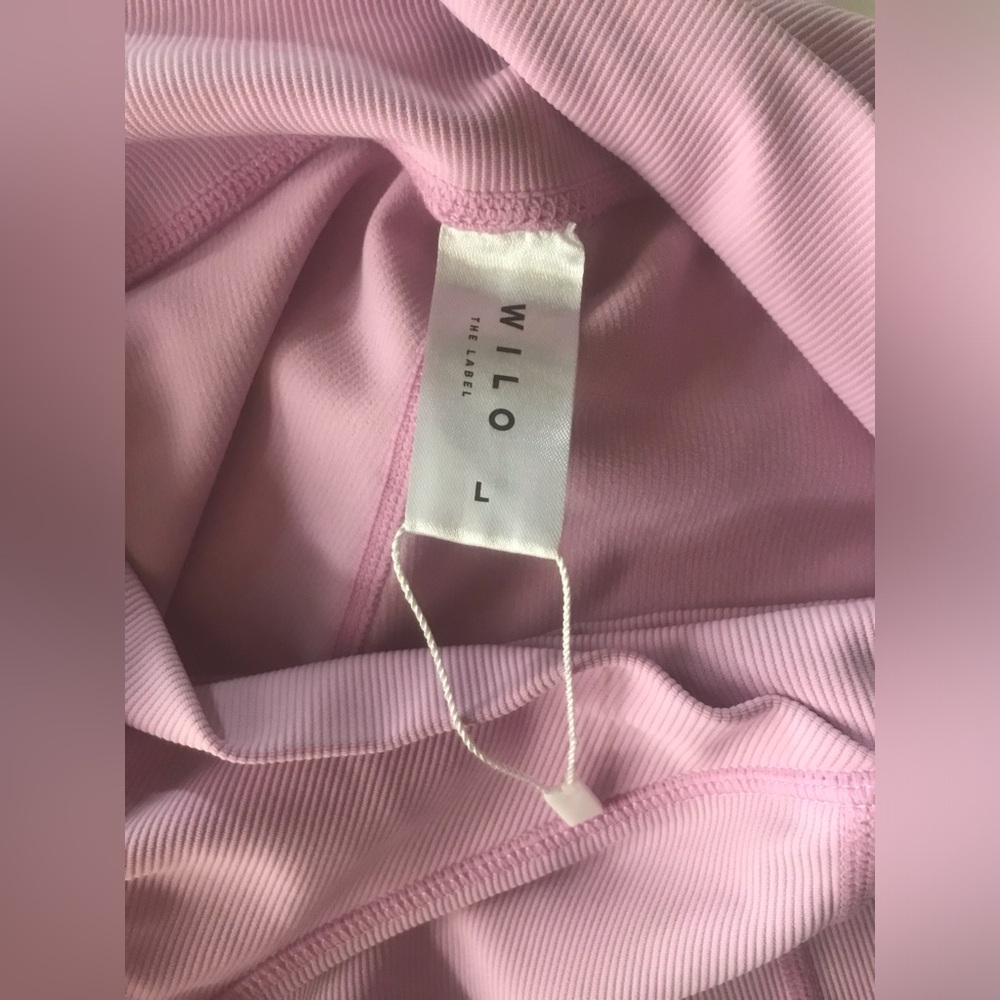 NWOT Wilo the label crossover bike shorts in light pink lilac Large - Picture 2 of 5